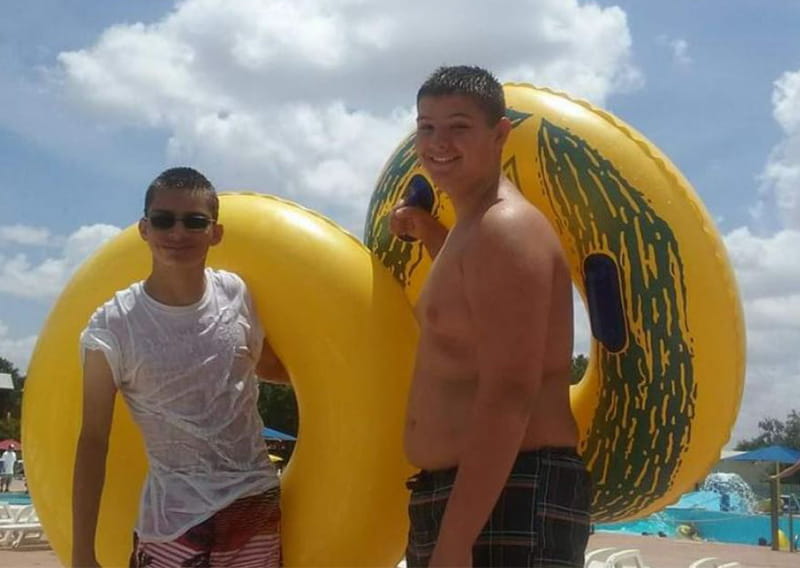 Zayne McCall (left) and his friend, Logan Baggett, enjoying a day of swimming. (Photo courtesy of Zayne McCall)