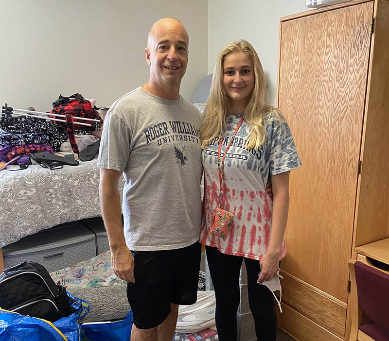 Michael Capalbo (left) moving his daughter, Jaclyn, into her college dorm earlier this year. (Photo courtesy of Michael Capalbo)