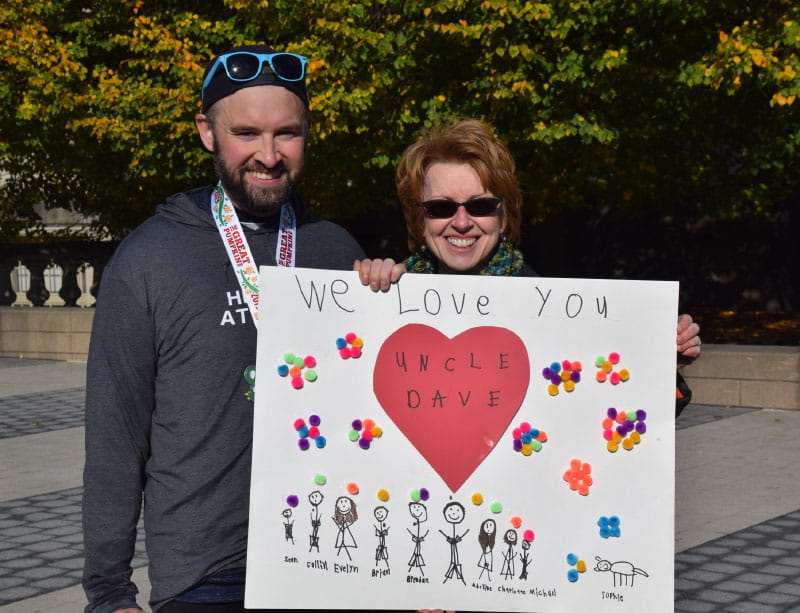 Dave Conway (left) and his mom, Mary Ann, at a 5K in 2019. (Photo courtesy of Dave Conway)
