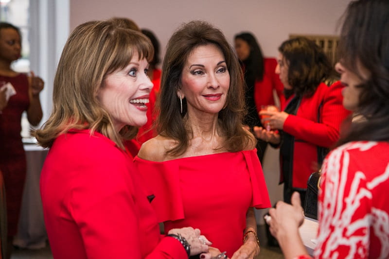 American Heart Association CEO Nancy Brown right and Susan Lucci at the Go Red For Women luncheon
