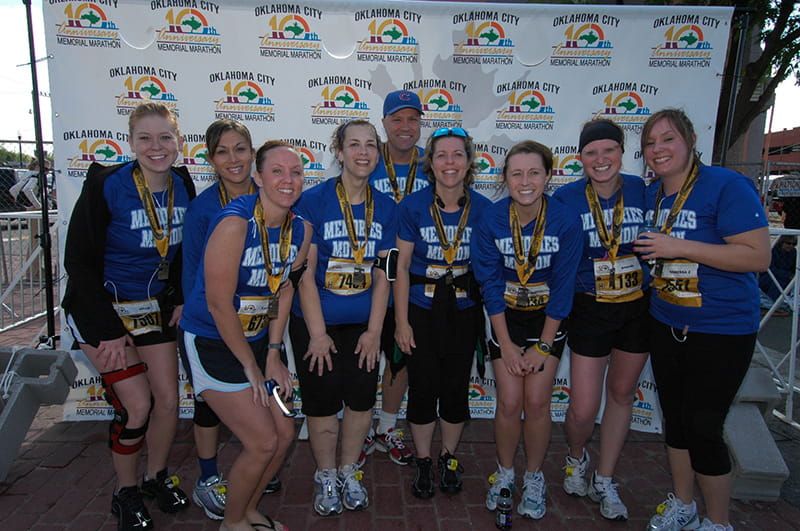 Amy and colleagues after running 13.1 miles together at the 2010 Oklahoma City Memorial Marathon. (Photo courtesy of Amy Downs)