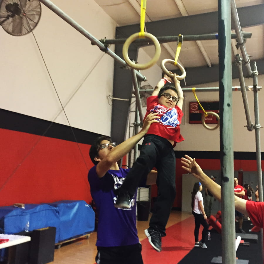 Photo of Aaron Silva, 8, training in gym.