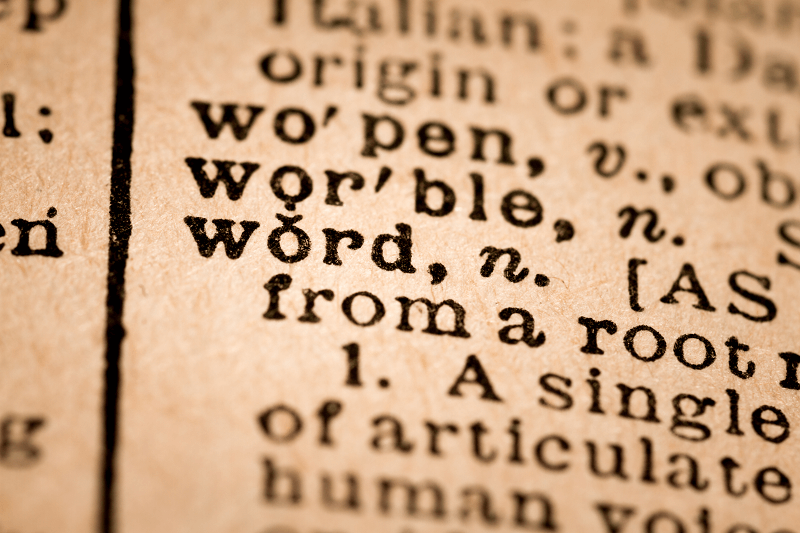 Close up of the word "Word" on a dictionary page