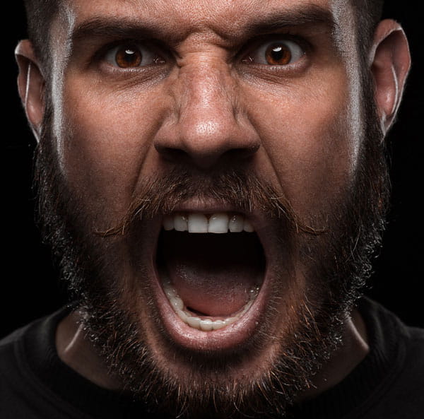 close-up of an angry man's face