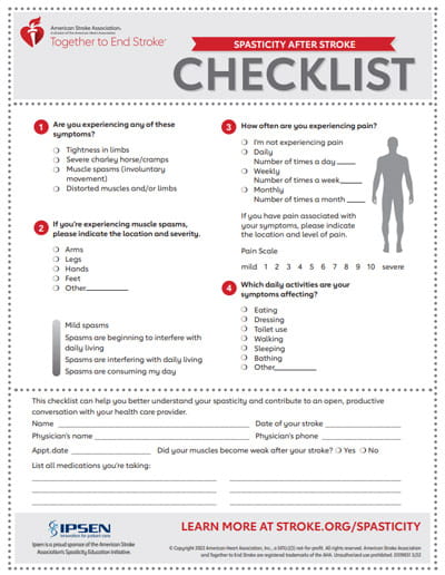thumbnail image of the Spasticity Treatment Checklist resource