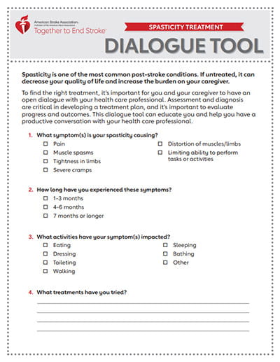 thumbnail image of the Spasticity Treatment Dialogue Tool resource