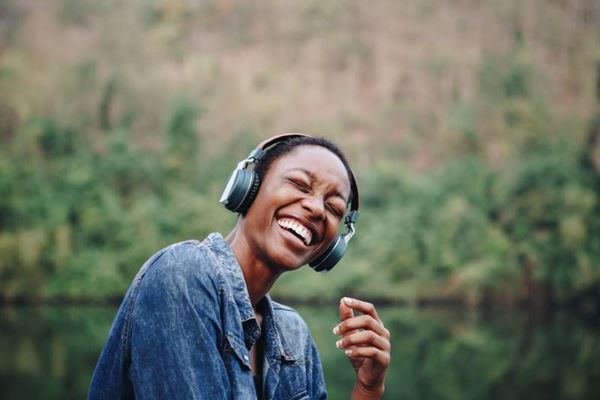 Woman listening to music