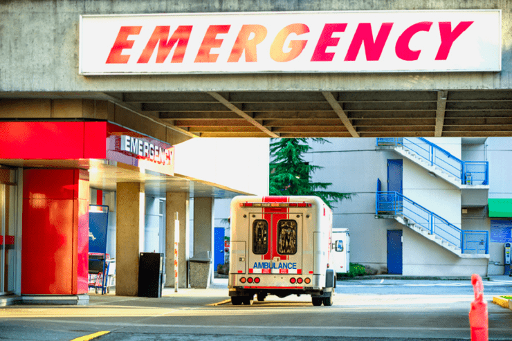 ambulance and hospital emergency entrance