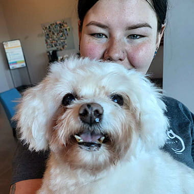 Melody McMurray with her dog