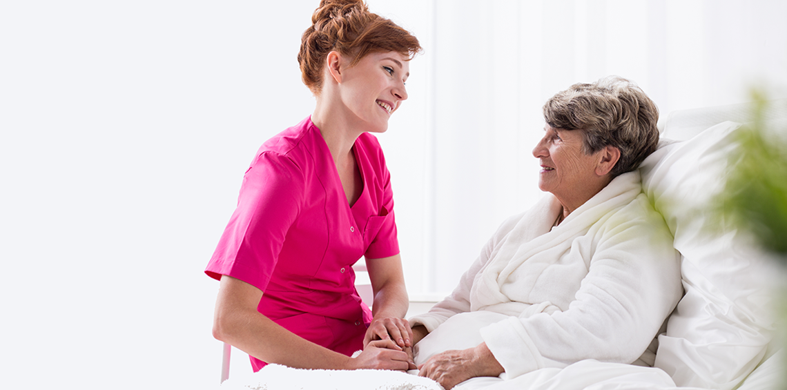 positive caregiver talking to patient