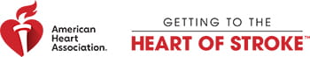 American Heart Association® | Getting to the Heart of Stroke™ logo lock-up