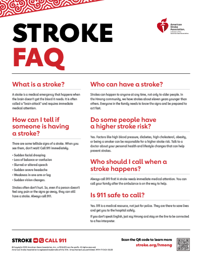 Hmong stroke FAQ flyer Hmong stroke FAQ flyer