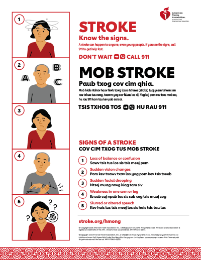 Hmong stroke signs flyer / Daim ntawv tshaj tawm kev ua si tshawb nrhiav cov cim Hmong stroke signs flyer / Daim Ntawv Tshaj Qhia Txog Qhov Tseeb Ntawm Tus Mob Stroke