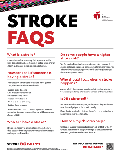 Karen stroke FAQ flyer