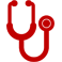 Red icon of a stethoscope