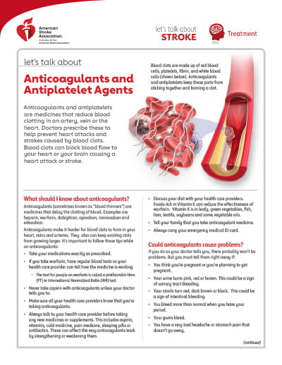 front page of the Let's Talk About Stroke: Anticoagulants and Antiplatelet Agents resource