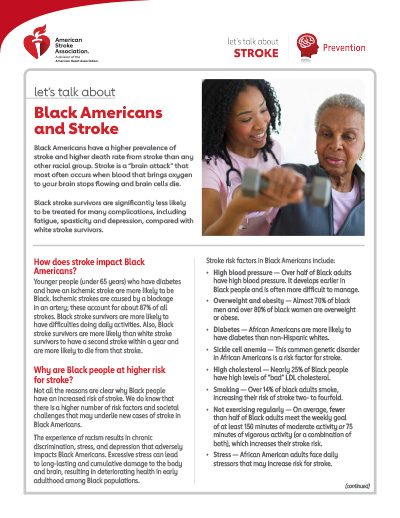cover page of the Let's Talk About Black Americans and Stroke resource