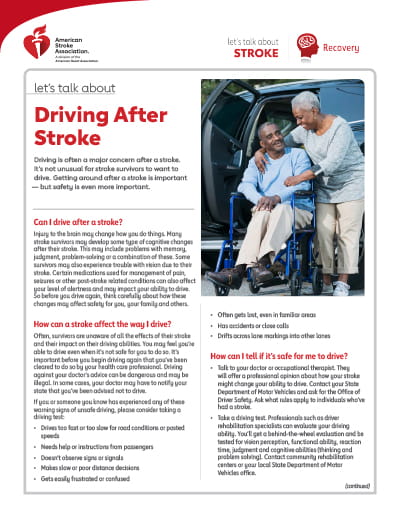 thumbnail image of the Let's Talk About Driving After Stroke resource