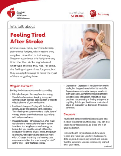 thumbnail image of the Let's Talk About Feeling Tired After Stroke resource