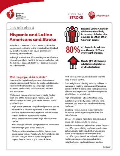 thumbnail image of the Let's Talk About Hispanic and Latino Americans and Stroke resource