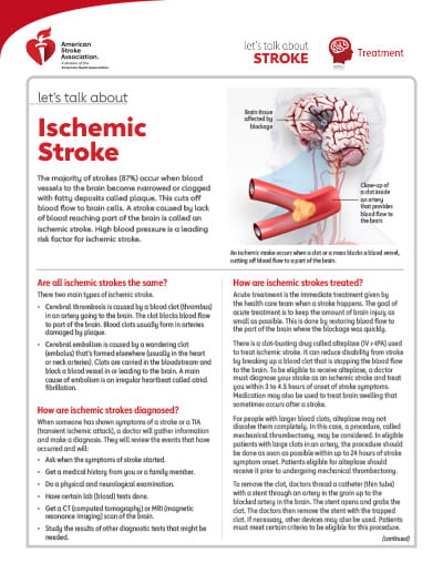 front page of the Let's Talk About Stroke: Ischemic Stroke resource