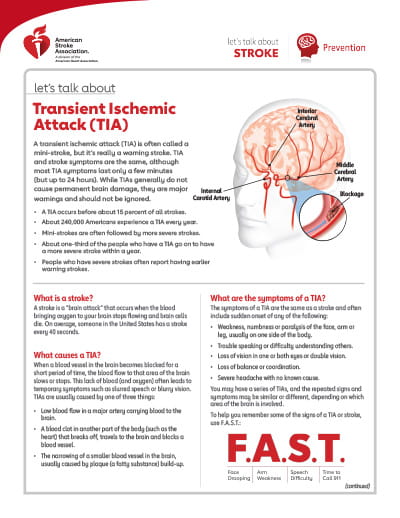 front page of the Let’s Talk About Transient Ischemic Attack resource