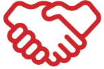 red icon of shaking hands