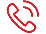 red icon of a phone handset with sound waves