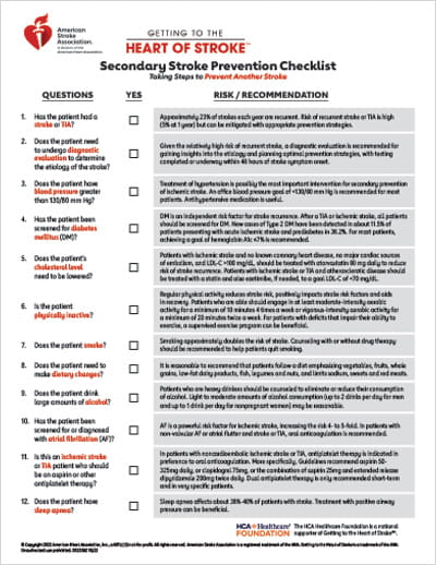 HCP Secondary Stroke Prevention Checklist thumbnail