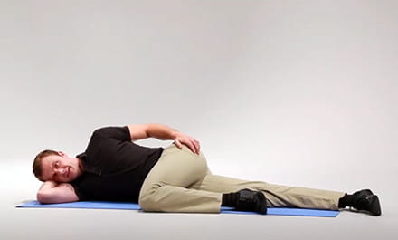 Side Laying Hip Flexion with Affected Leg on Top post-stroke exercise video screenshot