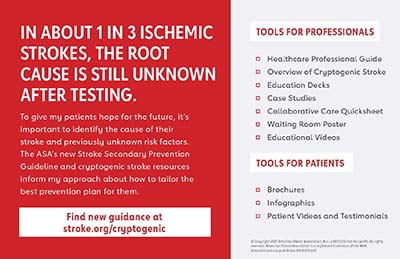 Cryptogenic Stroke Post Card Back