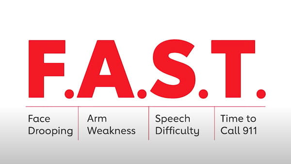 a video frame showing F.A.S.T. in a bold, red font with a definition of each letter beneath it