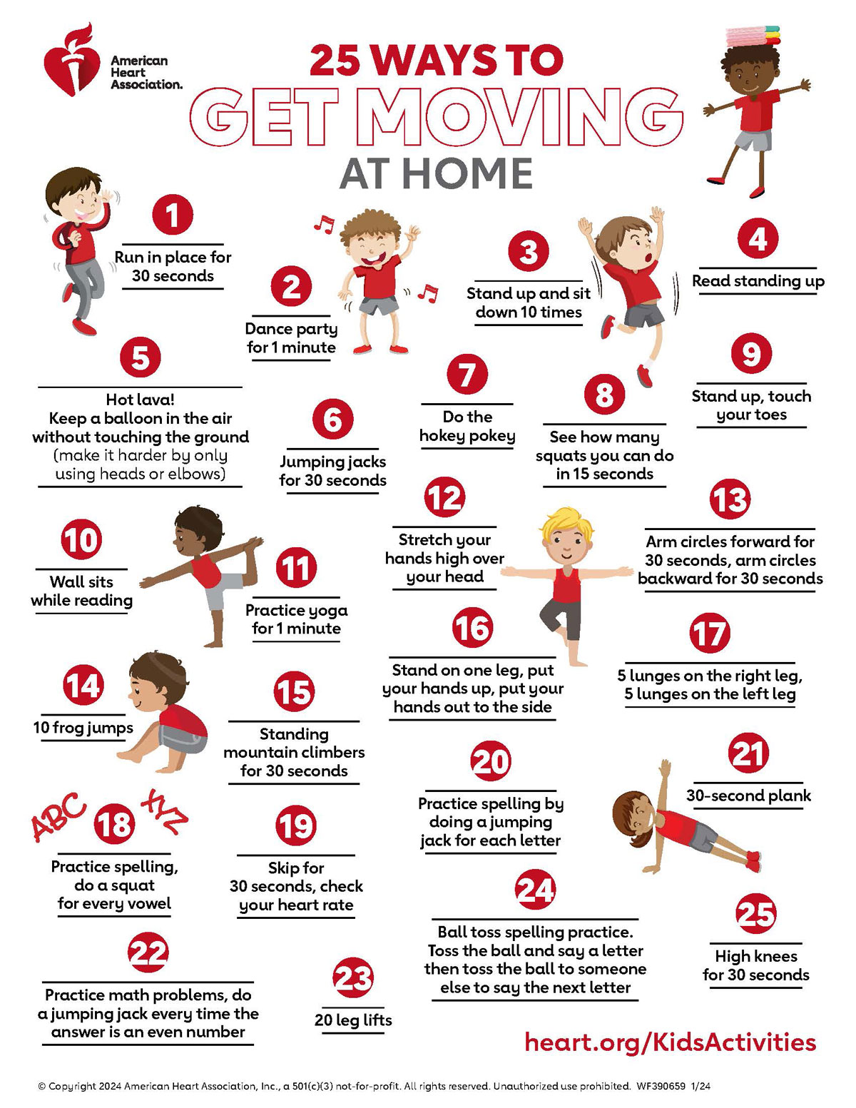 25 Ways to Get Moving at Home Infographic American Stroke Association