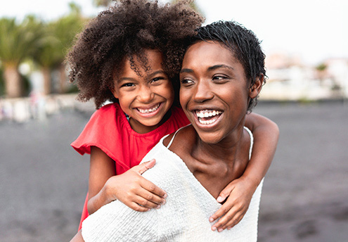 young daughter and mom