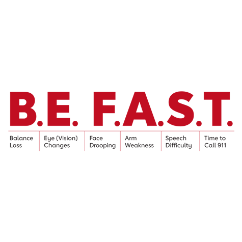 B.E. F.A.S.T. - Balance Loss - Eye (Vision) Changes - Face Drooping - Arm Weakness - Speech Difficulty - Time to Call 911