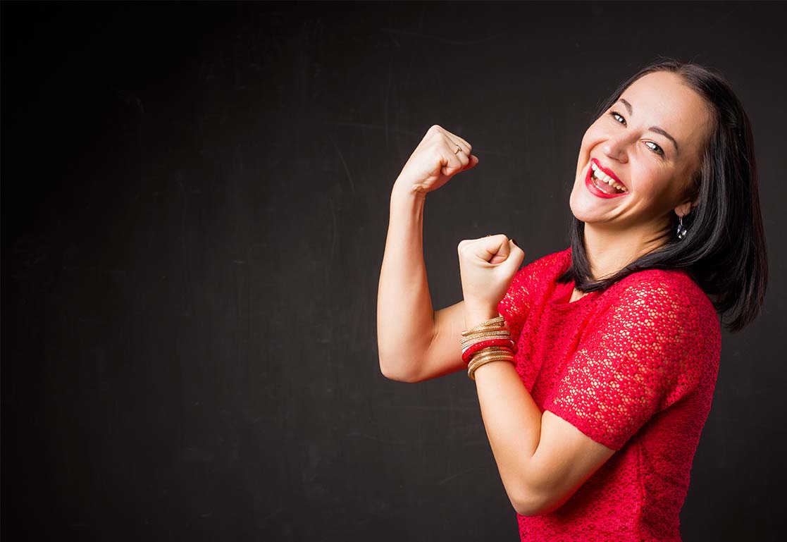 Woman in a fighting stance