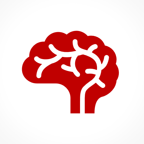 Red icon of a brain