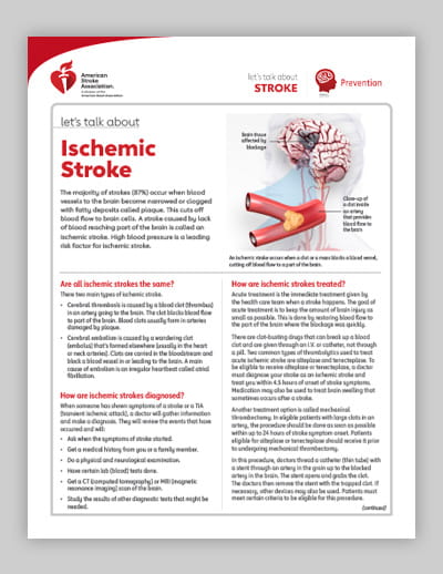 front page of the Let's Talk About Stroke: Ischemic Stroke resource on a grey background