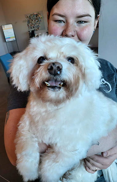 Melody McMurray with her dog