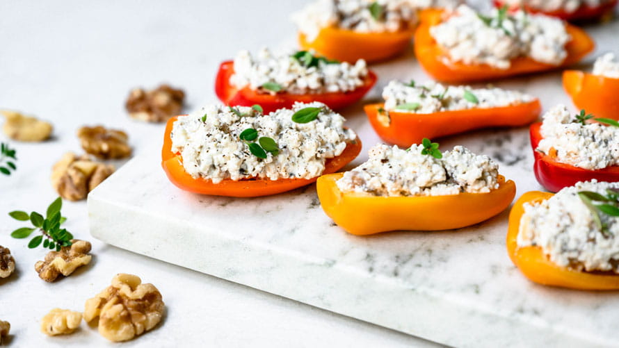 California Walnut Board Herbed Cheese Walnut Stuffed Mini Peppers Heart-Check certified recipe