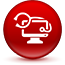 Computer and Health icon on shiny red circle button.