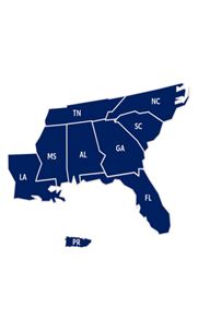 a navy map of the southeast United States a navy map of the southeast United States