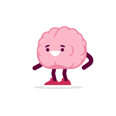 Una ilustración digital de un personaje cerebral rosa sobre un fondo blanco animado para verse levantando un brazo como señal de éxito Una ilustración digital de un personaje cerebral rosa sobre un fondo blanco animado para verse levantando un brazo como señal de éxito