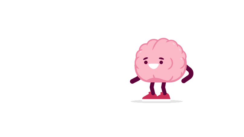 Una ilustración digital animada de un personaje cerebral rosa golpeteando el pie sobre un fondo blanco Una ilustración digital animada de un personaje cerebral rosa golpeteando el pie sobre un fondo blanco