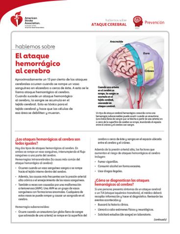 portada del recurso Hablemos sobre el ataque o derrame cerebral: Ataque o derrame cerebral hemorrágico